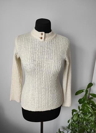 Теплый шерстяной 42 % шерсть гольф свитер с горлом и косами 38 р от dralon-flamme mit schurwolle