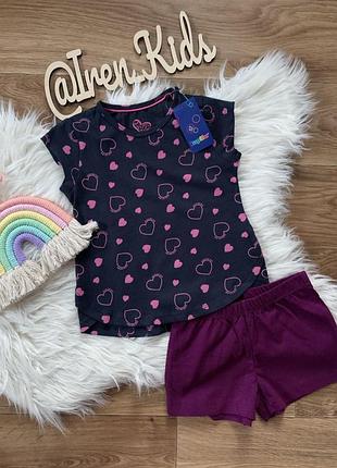 Летний костюм с шортиками "сердце" для девочки от 1 до 2 лет (86/92 рост), бренд lupilu ничевина