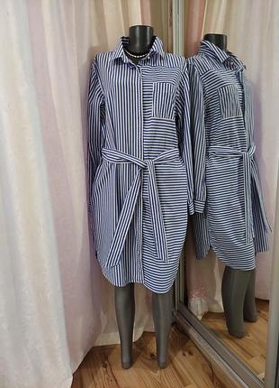 Котоновое с карманами и поясом платье 👗 рубашка