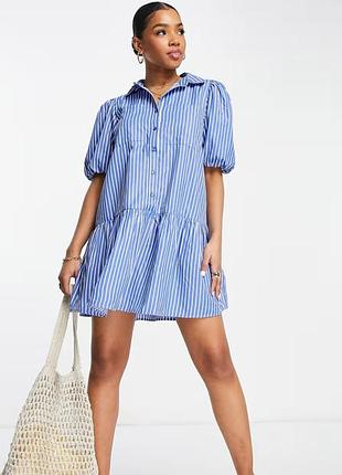 Платье в полоску с пышными рукавами