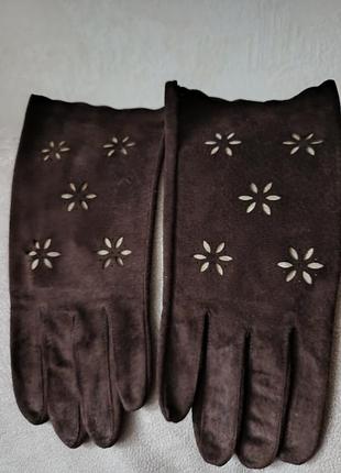 Перчатки, замша натуральная
