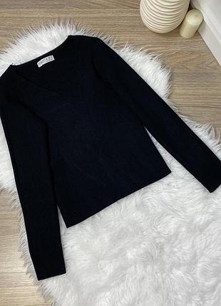 Чорний лонгслів жіночий в рубчик кофтинка пуловер водолазка