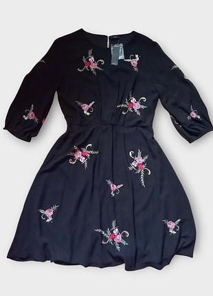 Платье черная вышивка в цветы черная m&amp; co m/l