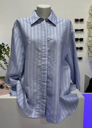 Стильна блакитна сорочка в смужку zara