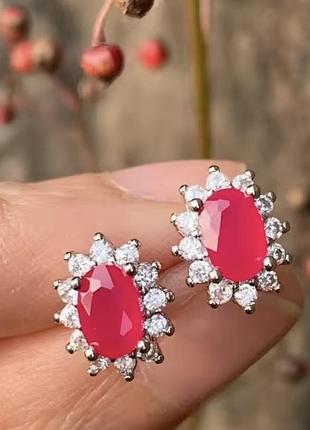 ✨ срібні сережки з натуральним рубіном ✨