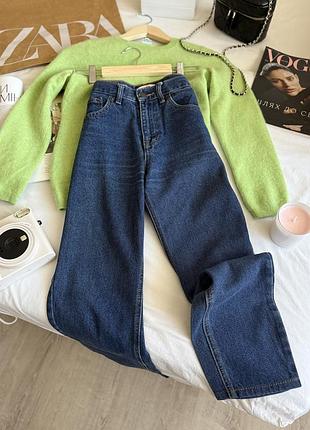 Темные джинсы xs xs s s pull&bear прямые mom джинсы