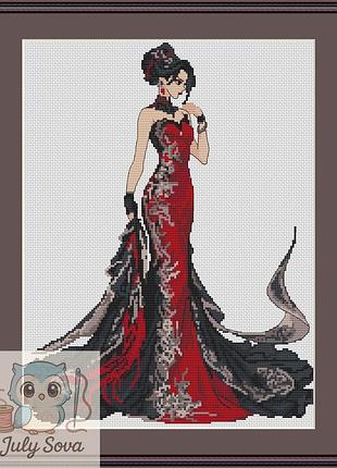Схема для вишивки хрестиком бальна сукня
