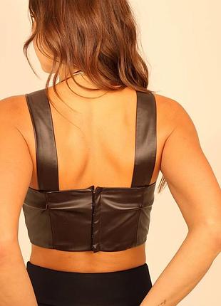 Шоколадний топ з еко шкіри