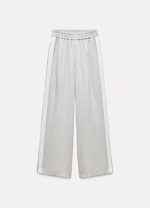 Штани широкі рівні брюки  на резинці брюки з оампасами штани прямі на резинці зі смужками