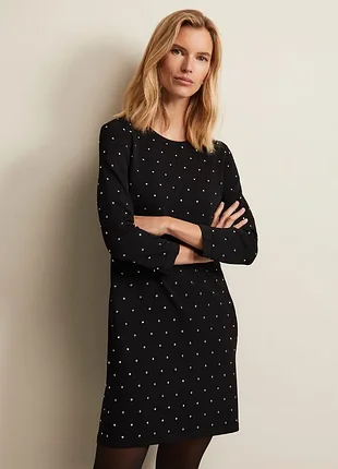 Подовжений чорний джемпер/коротка сукня в стразах 12 розміру
