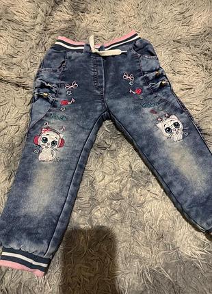 Джинси теплі для дівчинки 2-3 роки