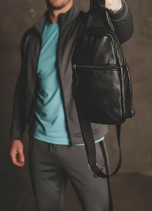 Сумка-слінг чоловіча шкіряна через плече