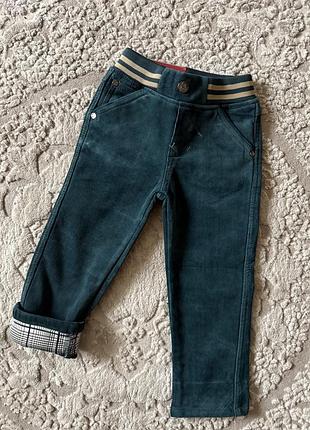 Дитячі теплі вельвети на флісі для хлопчика на резинці  92-122