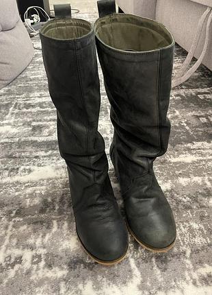 Винтажные женские сапоги кожа