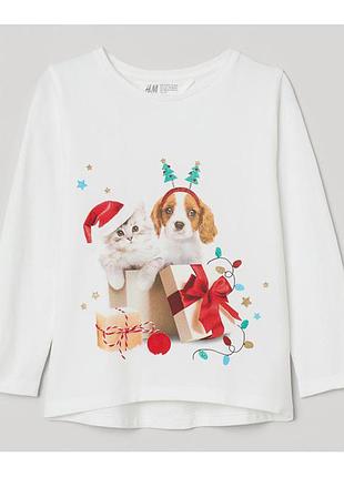 Дитячий лонгслів кофта реглан christmas h&m для дівчинки 76312