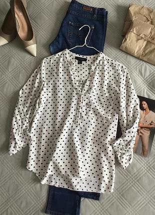 Стильная красивая блуза в мелкие сердечки свободного кроя в размере 10