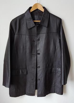 Коричневая кожаная куртка-пиджак