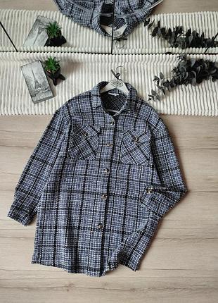 Плотная твидовая удлиненная рубашка vrs p m