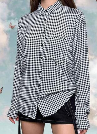 Базовая длинная рубашка в клетку из 100% вискозы