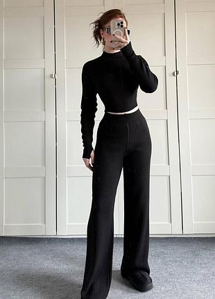 Базовый женский брючный теплый костюм