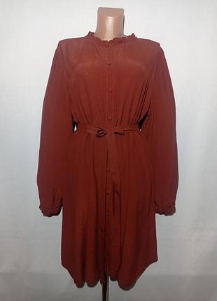 Блуза платье терракотовое с пояском размер xxl 3xl недорого