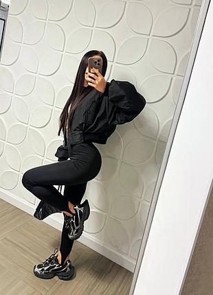 Жіночі лосини зі штрипками на високій посадці утягуючі