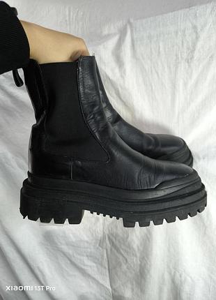 Челси ботинки осенние весенние женские кожаные