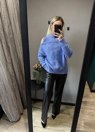 Светр/теплий светр/блакитний светр/світер/светр з відкритими плечима