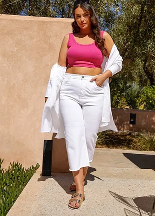 Укороченные джинсы yours curve белого цвета р.20