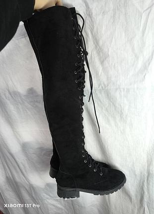 Сапоги осенние весенние женские заменитель ботфорты