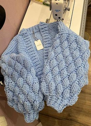 Кардиган жіночий плюшевий з об'ємними рукавами