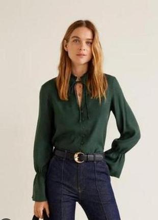 Блуза mango бутылочного цвета с длинным рукавом манго блузочка кофта