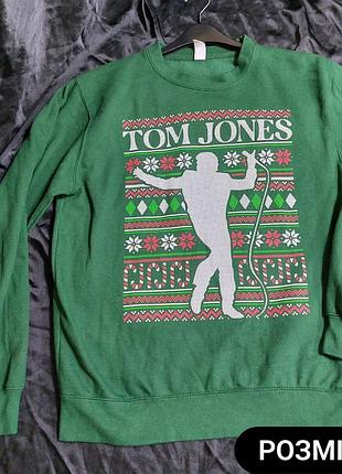 Теплий худі светр з новорічним принтом just hoods m