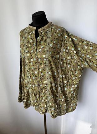 Ann harvey блуза рубашка цветочный принт батал большой размер свободная хлопок хлопковая длинный рукав романтичная