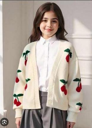 Шикарний кардиган з вишеньками оверсайз shein