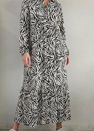 Натуральное макси платье животный принт