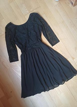 Черное ажурное платье h&m мини платье с открытой спиной сукня