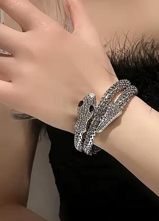 Браслет змея под серебро браслетик пружина со смейкой цепочка на руку цепи