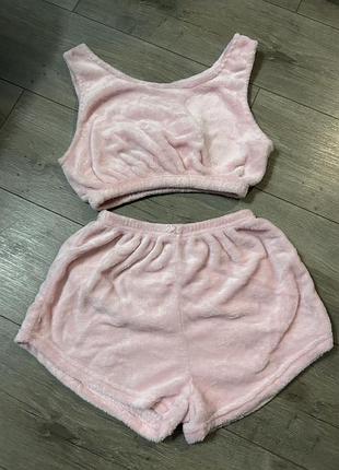 Піжама шорти + топ тедді плюшева