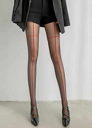 Колготки з червоною полоскою сексі