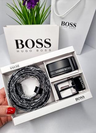 Мужской ремень подарочный набор на 2 пряжки