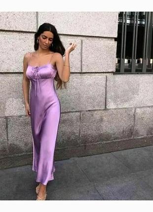 Медное платье zara в бельевом стиле