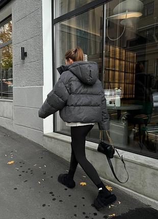 Дутый пуховик с капюшоном пуфер парка