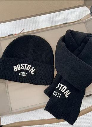 Комплект детский шапка и шарф boston цвет черный
