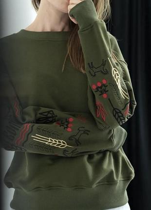 Вишитий світшот воля зелений