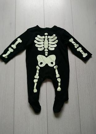 Карнавальный костюм скелет на хеллоуин halloween 6-9, 9-12 месяцев