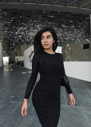 Довга чорна сукня s (36) — літня, напівпрозора