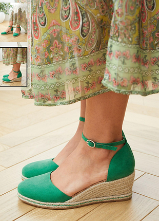 Закрытые босоножки эспадрильи на плетеной подошве зеленые туфли 41 размера от бренда next forever comfort wide fit