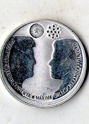 Нідерланди 10 євро, 2002 королівське весілля срібло 0.925, 17.8g, ø 33mm №3509