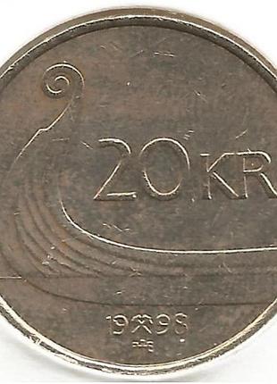Норвегия король харальд v 20 крон 1998 №1457